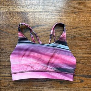 Lululemon Striped Pink Sports Bra Strappy back size 4